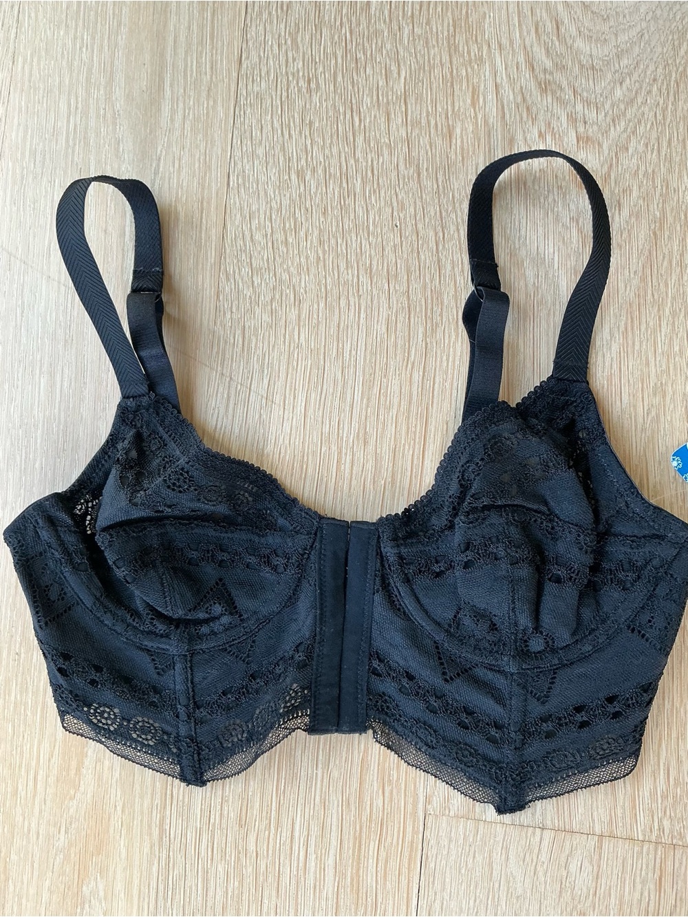 Free People Black Lace Festival Boho Longline Underwire Bra Size 34A NWT!